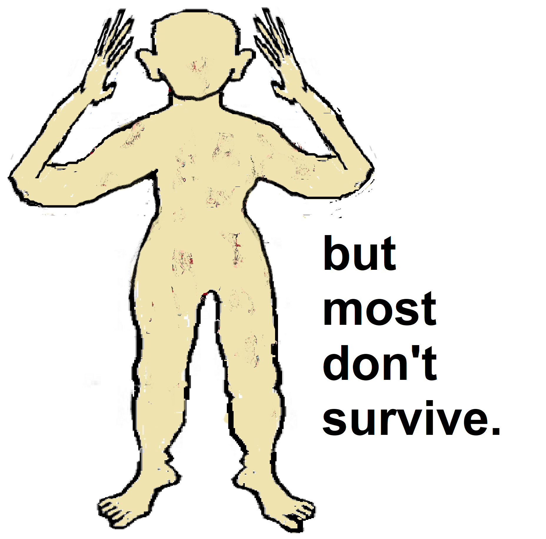 travel throughout the body but most dont survive - 1